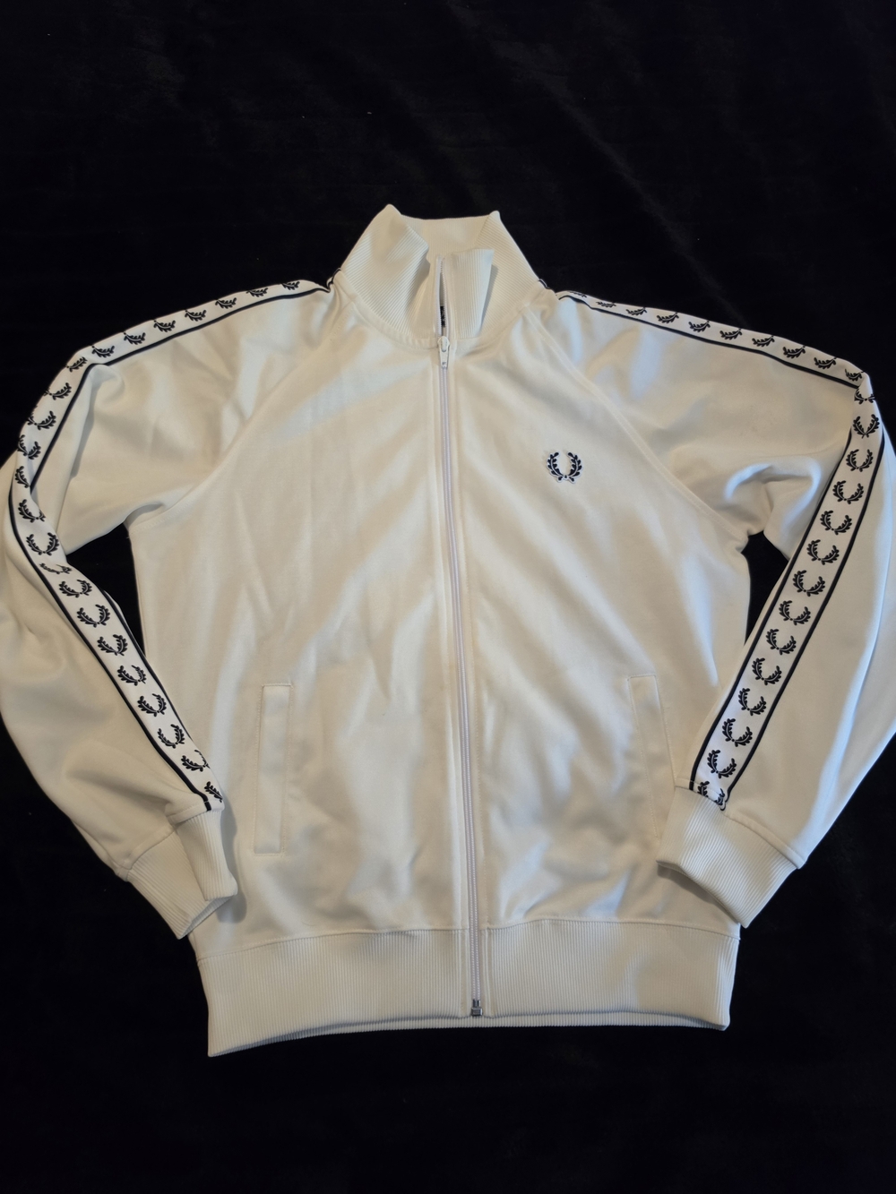 Vintage/Retro Fred Perry Taped Track Jacket - White - Size Small